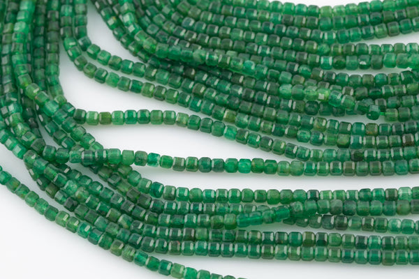 Natural Euchlorite Faceted Cube Beads Size 3mm 15.5" Strand