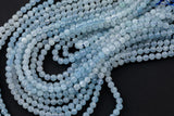Natural Aquamarine Beads Full Strands 15.5 inches-4mm- Nice Size Hole-Clear-Diamond Cutting, High Facets-Nice Sparkly-Faceted Round