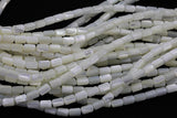 Iridescent White Mother of Pearl MOP Shell Barrel Beads- 6mm- 15.5'' Strand Shell Beads