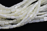 Iridescent White Mother of Pearl MOP Shell Barrel Beads- 6mm- 15.5'' Strand Shell Beads