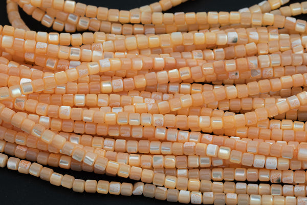 Light Tangerine Pastel Mother of Pearl 4mm Heishi Beads 15.5" Strand Shell Beads