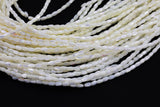 Iridescent White Mother of Pearl MOP Shell Rice Beads- 3x5mm- 15.5'' Strand Shell Beads