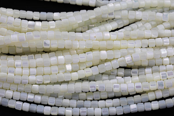 Mother of Pearl 4mm Barrel Heishi Beads 15.5" Strand Shell Beads