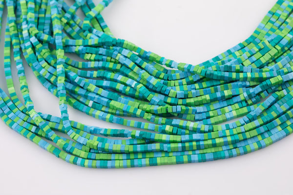 Multi Jasper Heishi CUbe Beads 12.5mm 15.5" Strand- Extra Fine