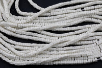 White Jasper Heishi Cube Beads 12.5mm 15.5" Strand- Extra Fine
