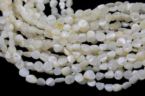 Mother of Pearl Nugget Strand -Handmade Jewelry- 15.5 inches- 38 pcs- 9-10mm