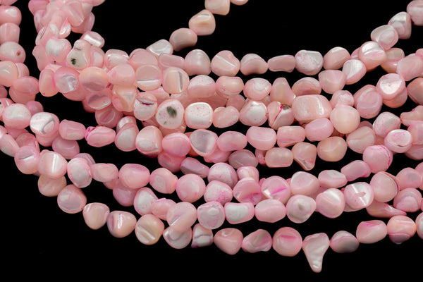 Light Pink Mother of Pearl Nugget Strand -Handmade Jewelry- 15.5 inches- 38 pcs- 9-10mm