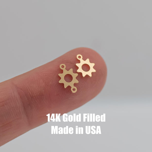 Sun Permanent Jewelry Connector - 14kt gold filled or Sterling Silver - Made in the USA