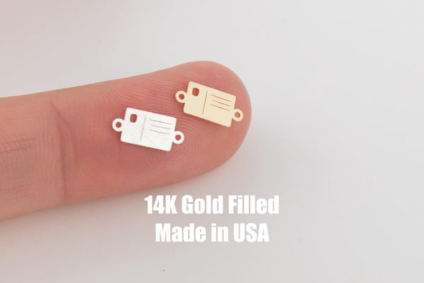 Love Post Card Permanent Jewelry Connector- Intricate Detail - 14kt gold filled or Sterling Silver - Made in the USA