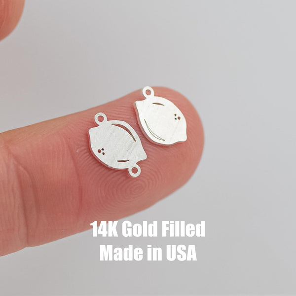 Lemon Citrus Fruit Permanent Jewelry Connector or Charm- Intricate Detail - 14kt gold filled or Sterling Silver - Made in the USA
