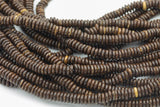 Natural Coconut Wood Roundel Disc Shaped Beads with 1.5mm Holes - Sold by 15.5" Strands Gemstone Beads