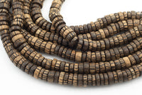 14mm- Natural Coconut Wood Giant Drum Beads with 1.5mm Holes - Sold by 14" Strands Gemstone Beads