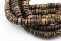 14mm- Natural Coconut Wood Giant Drum Beads with 1.5mm Holes - Sold by 14" Strands Gemstone Beads