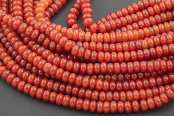 Carnelian- High Quality in Roundel, 6mm, 8mm- Full 15.5 Inch Strand-15.5 inch Strand Smooth Gemstone Beads
