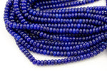 Royal Blue Jade- High Quality in Roundel, 6mm, 8mm- Full 15.5 Inch Strand-15.5 inch Strand Smooth Gemstone Beads