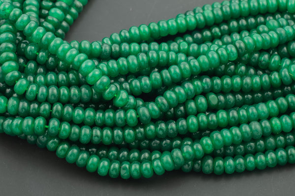 Emerald Green Jade- High Quality in Roundel, 6mm, 8mm- Full 15.5 Inch Strand-15.5 inch Strand Smooth Gemstone Beads