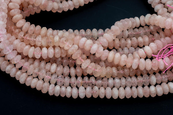 Natural Peach Beryl Morganite Aquamarine High Quality Diamond Cut Faceted Roundel, 10mm - Full 15.5 Inch Strand-Full Strand 15.5 inch Strand