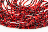 2mm or 3mm Crystal Round -2 or 5 or 10 STRANDS- Extra Fine-14 inches long about 100+ Beads - Fire Red