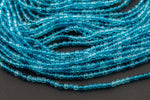 2mm or 3mm Crystal Round -2 or 5 or 10 STRANDS- Extra Fine-14 inches long about 100+ Beads - Multi Aqua Blue