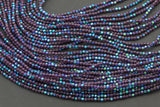 2mm or 3mm Crystal Round -2 or 5 or 10 STRANDS- Extra Fine-14 inches long about 100+ Beads - Purple AB