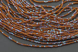 2mm or 3mm Crystal Round -2 or 5 or 10 STRANDS- Extra Fine-14 inches long about 100+ Beads - Brown AB