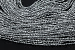 2mm or 3mm Crystal Round -2 or 5 or 10 STRANDS- Extra Fine-14 inches long about 100+ Beads - Half Silver