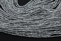 2mm or 3mm Crystal Round -2 or 5 or 10 STRANDS- Extra Fine-14 inches long about 100+ Beads - Half Silver