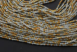 2mm or 3mm Crystal Round -2 or 5 or 10 STRANDS- Extra Fine-14 inches long about 100+ Beads - Half Gold