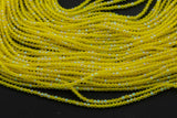 2mm or 3mm Crystal Round -2 or 5 or 10 STRANDS- Extra Fine-14 inches long about 100+ Beads - Yellow AB