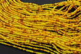 2mm or 3mm Crystal Round -2 or 5 or 10 STRANDS- Extra Fine-14 inches long about 100+ Beads - Multi Yellow