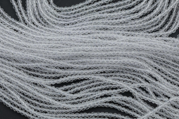 2mm or 3mm Crystal Round -2 or 5 or 10 STRANDS- Extra Fine-14 inches long about 100+ Beads - Clear