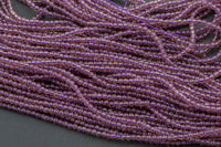 2mm or 3mm Crystal Round -2 or 5 or 10 STRANDS- Extra Fine-14 inches long about 100+ Beads - Purple