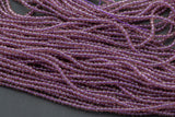 2mm or 3mm Crystal Round -2 or 5 or 10 STRANDS- Extra Fine-14 inches long about 100+ Beads - Purple