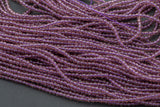 2mm or 3mm Crystal Round -2 or 5 or 10 STRANDS- Extra Fine-14 inches long about 100+ Beads - Purple
