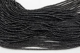 2mm or 3mm Crystal Round -2 or 5 or 10 STRANDS- Extra Fine-14 inches long about 100+ Beads - Black
