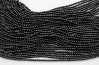 2mm or 3mm Crystal Round -2 or 5 or 10 STRANDS- Extra Fine-14 inches long about 100+ Beads - Black