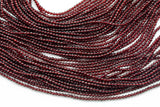 2mm or 3mm Crystal Round -2 or 5 or 10 STRANDS- Extra Fine-14 inches long about 100+ Beads - Garnet