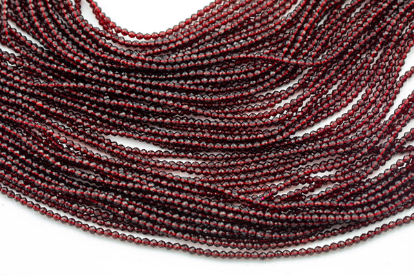 2mm or 3mm Crystal Round -2 or 5 or 10 STRANDS- Extra Fine-14 inches long about 100+ Beads - Garnet