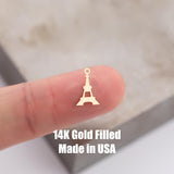 Eiffel Tower France Permanent Jewelry Charm or Connector- Intricate Detail - 14kt gold filled or Sterling Silver - Made in the USA