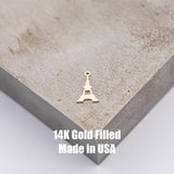 Eiffel Tower France Permanent Jewelry Charm or Connector- Intricate Detail - 14kt gold filled or Sterling Silver - Made in the USA