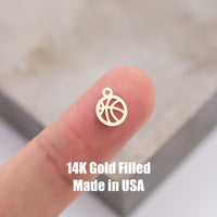 gold filled Basketball connector - sterling silver or Gold filled- permanent jewelry word connectors- charm, pendant, Sport connector