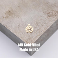 gold filled Basketball connector - sterling silver or Gold filled- permanent jewelry word connectors- charm, pendant, Sport connector
