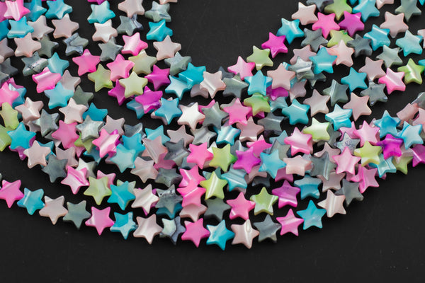 Multi Color Mother of Pearl MOP Shell Star Beads 8mm to 10mm 15.5'' Strand Shell Beads