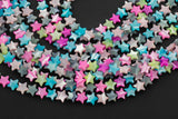 Multi Color Mother of Pearl MOP Shell Star Beads 8mm to 10mm 15.5'' Strand Shell Beads