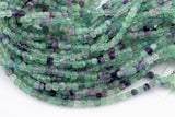 Natural Rainbow Fluorite Faceted Cube Beads Size 4mm 15.5" Strand