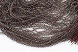 Smokey Quartz- Full Strands-15.5 inches-2-3mm- Nice Size Hole- Diamond Cutting,High Facets-Nice and Sparkly-Faceted Round