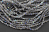 Natural Labradorite Faceted Cube Beads Size 4mm 15.5" Strand