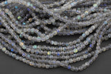 Natural Labradorite Faceted Cube Beads Size 4mm 15.5" Strand