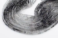 Tourmalated Shaded Quartz Beads Full Strands-15.5 inches-3.5m- Nice Size Hole- Diamond Cutting, High Facets-Nice and Sparkly-Faceted Round
