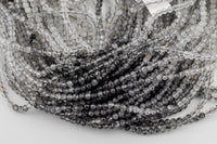 Tourmalated Shaded Quartz Beads Full Strands-15.5 inches-3.5m- Nice Size Hole- Diamond Cutting, High Facets-Nice and Sparkly-Faceted Round